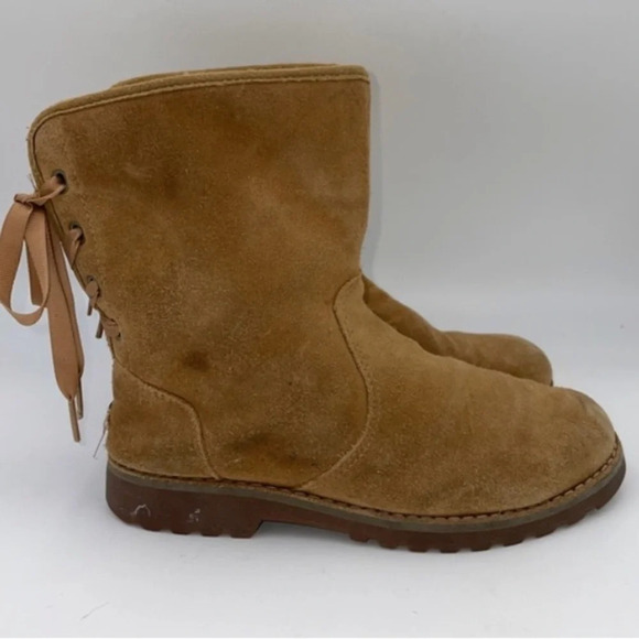 Ugg kids corene suede lace-up back winter boots - Picture 1 of 6